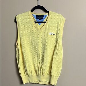 Vintage Tommy Hilfiger Yellow Knitted Golf Sweater Vest Size Medium